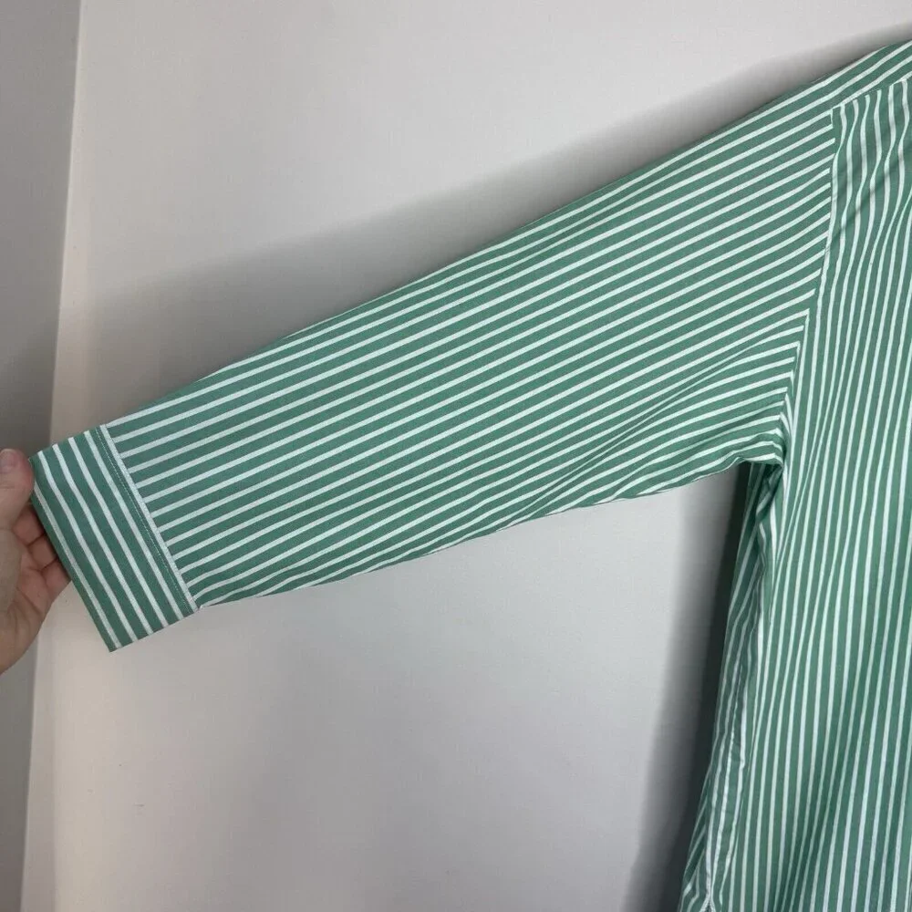 J. Crew Men’s Button Down Green White Stripe Dress Shirt Golf Men’s Size XL